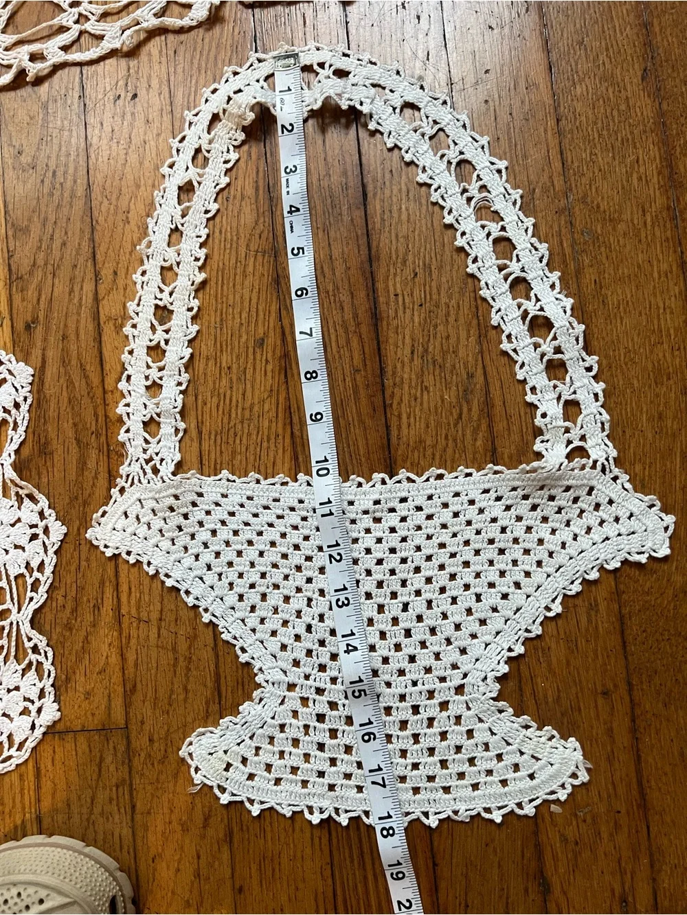 Set of three unique Vintage Handmade White Crochet Doilies Set